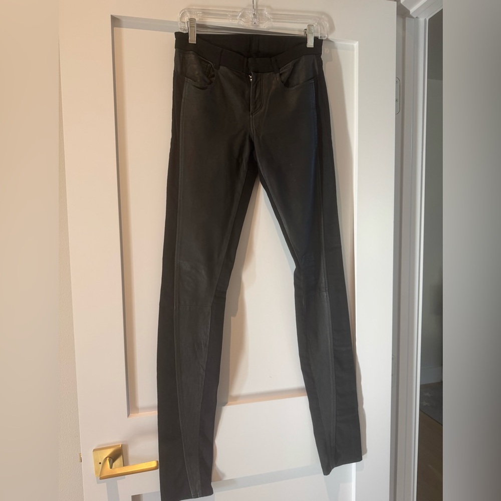 Early 2000s Helmut Lang Dark Denim and Leather Pants